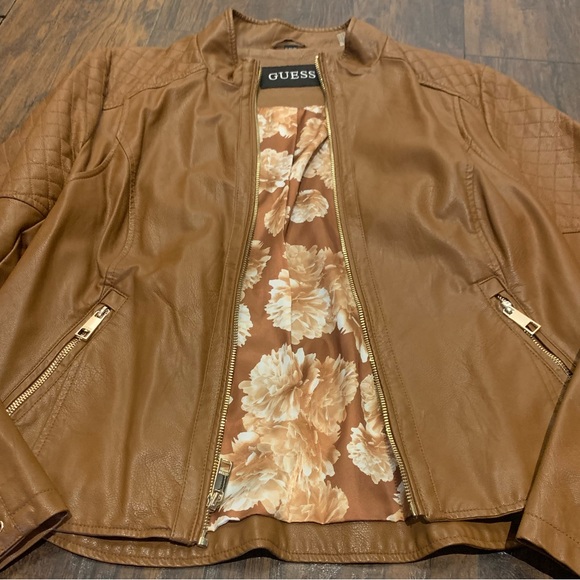 Guess Faux Leather Jacket - Cognac - XL - Picture 2 of 11